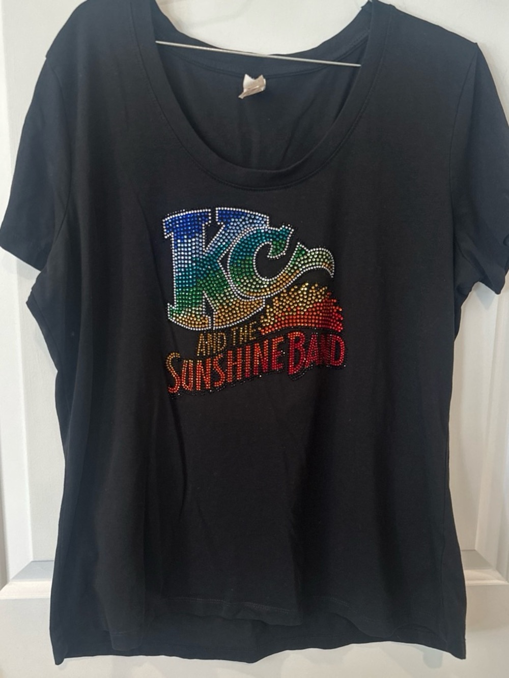 District Black Tee with Rainbow Rhinestone KC Graphic